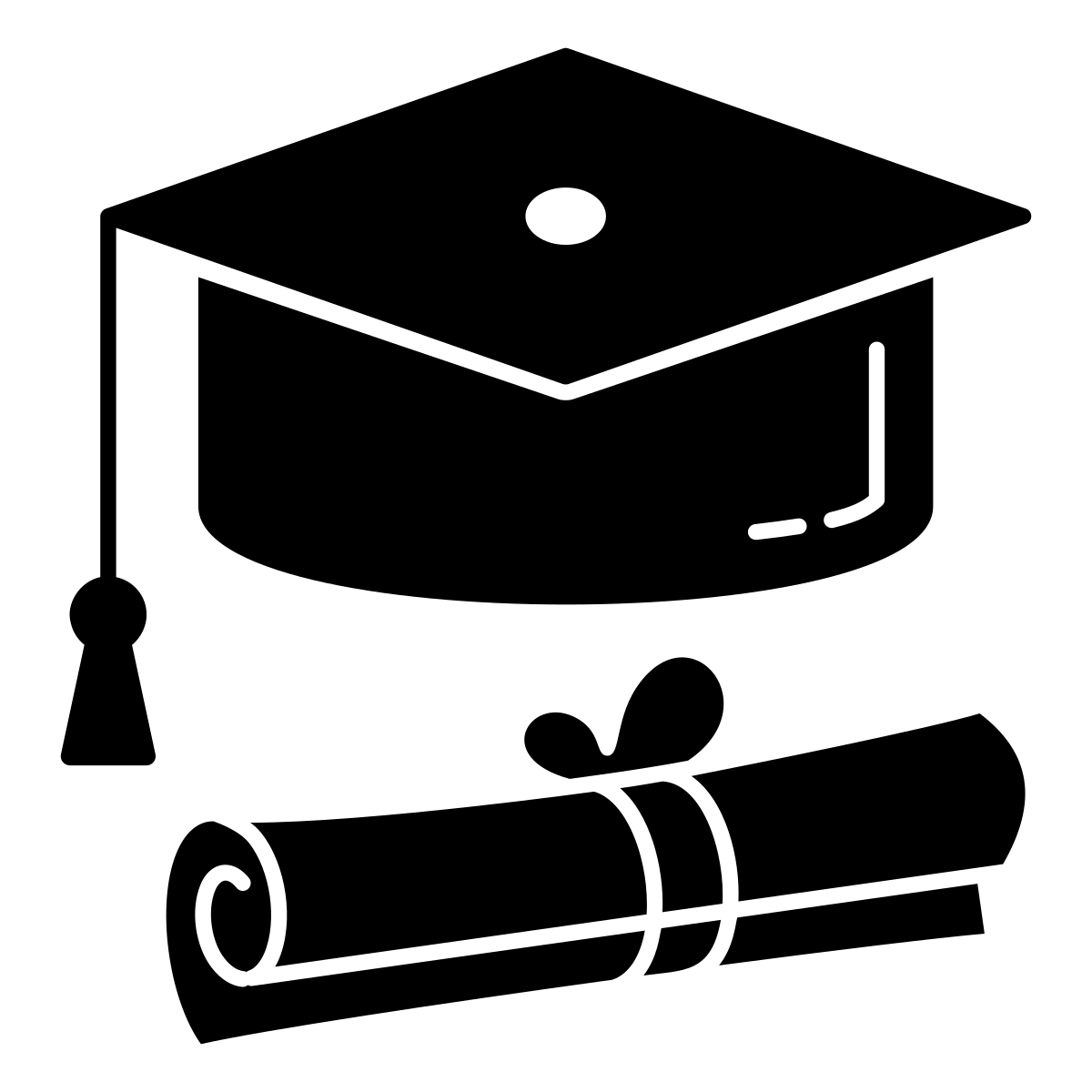 Icon of a diploma and graduation cap